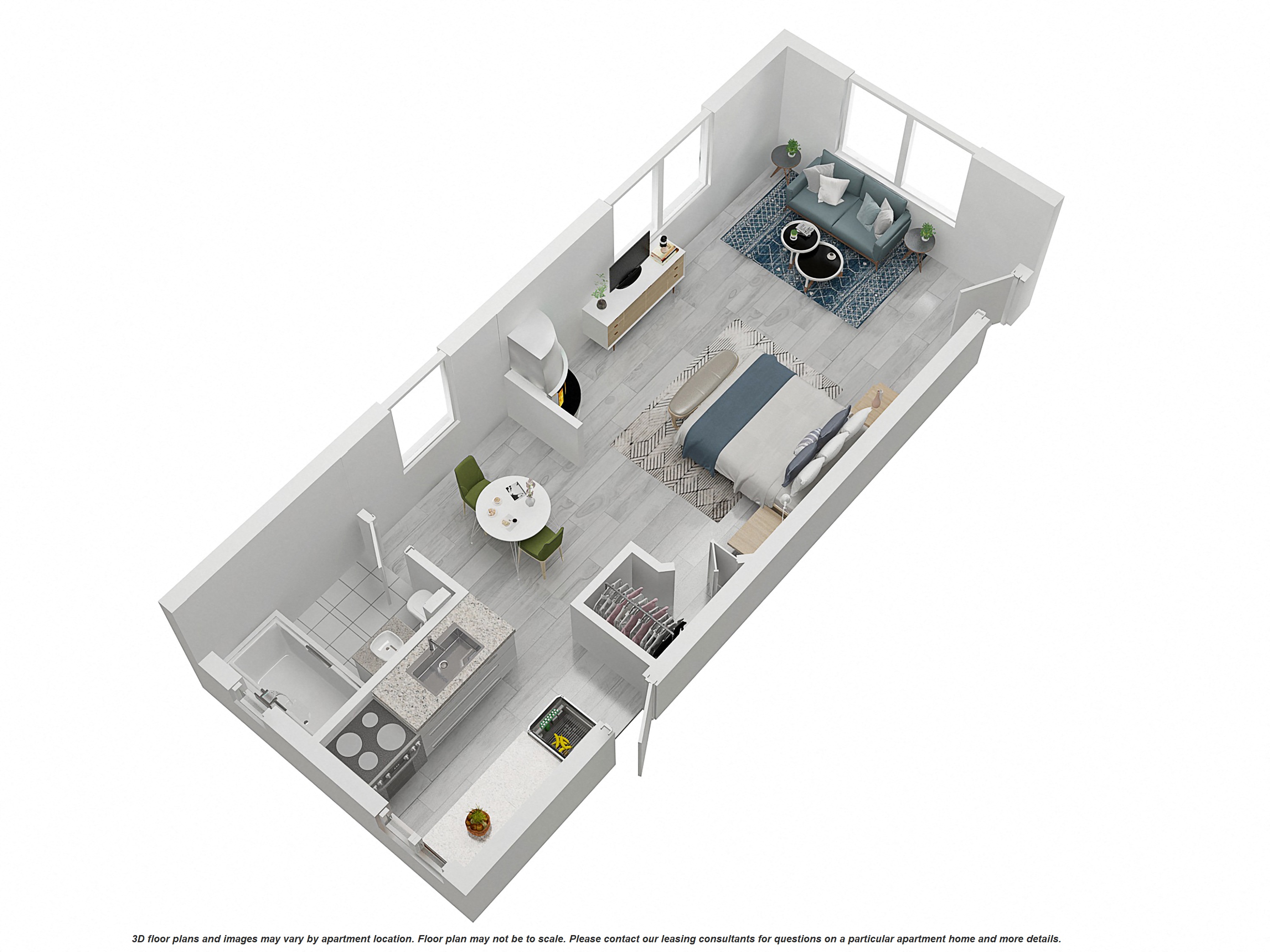 Floor plan for studio, 1 bath, 450 sqft